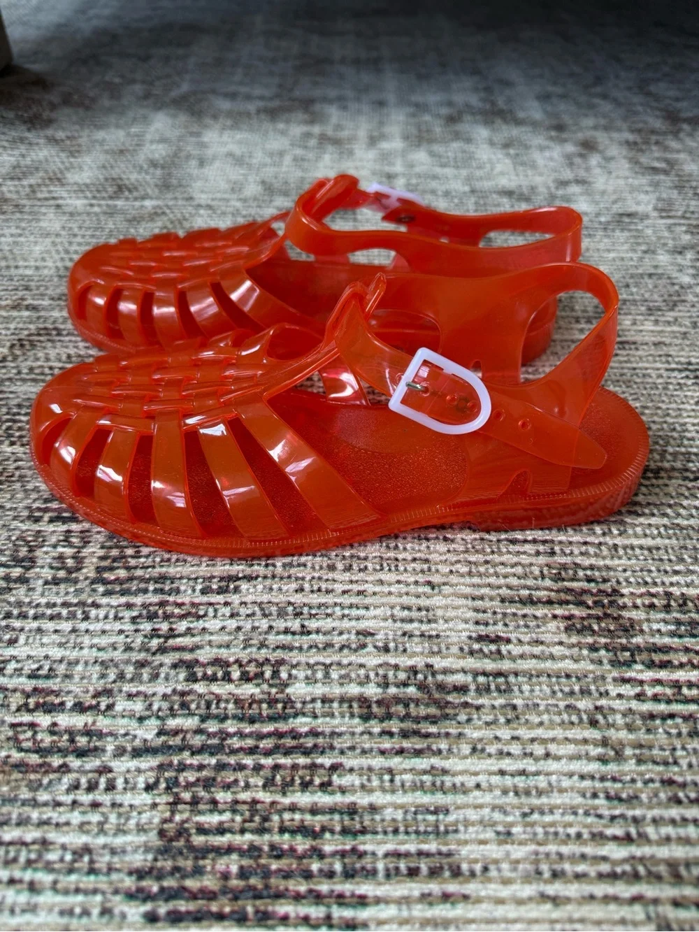 Meduse Bright Orange Jelly Kids Sandals with Buckle